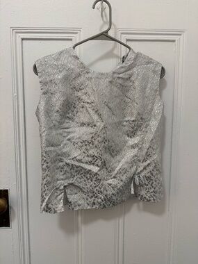 Metallic Silver Sleeveless Top - ONE OF A KIND